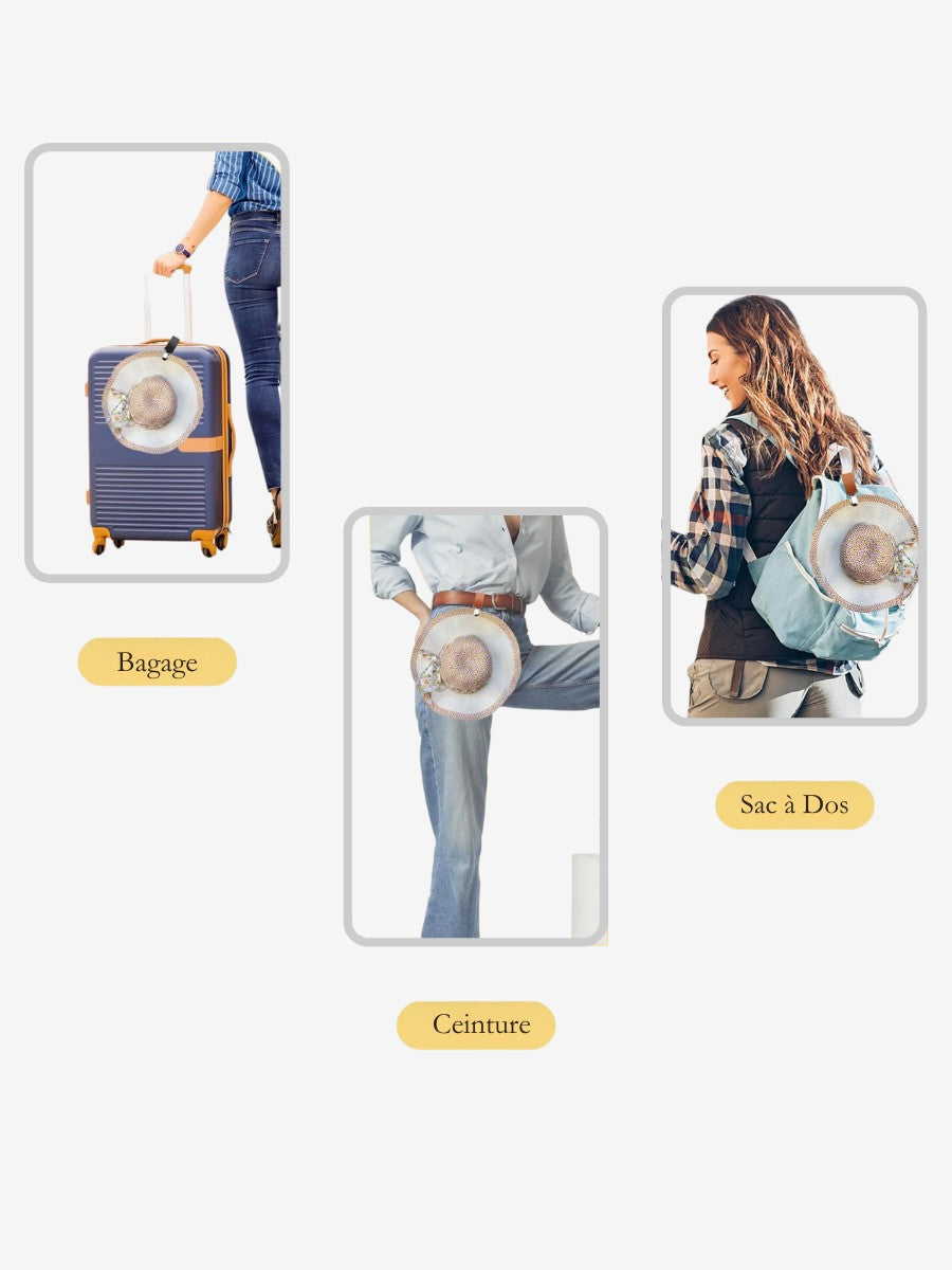 Attache Chapeau pour voyage, pour sac et pour ceintue