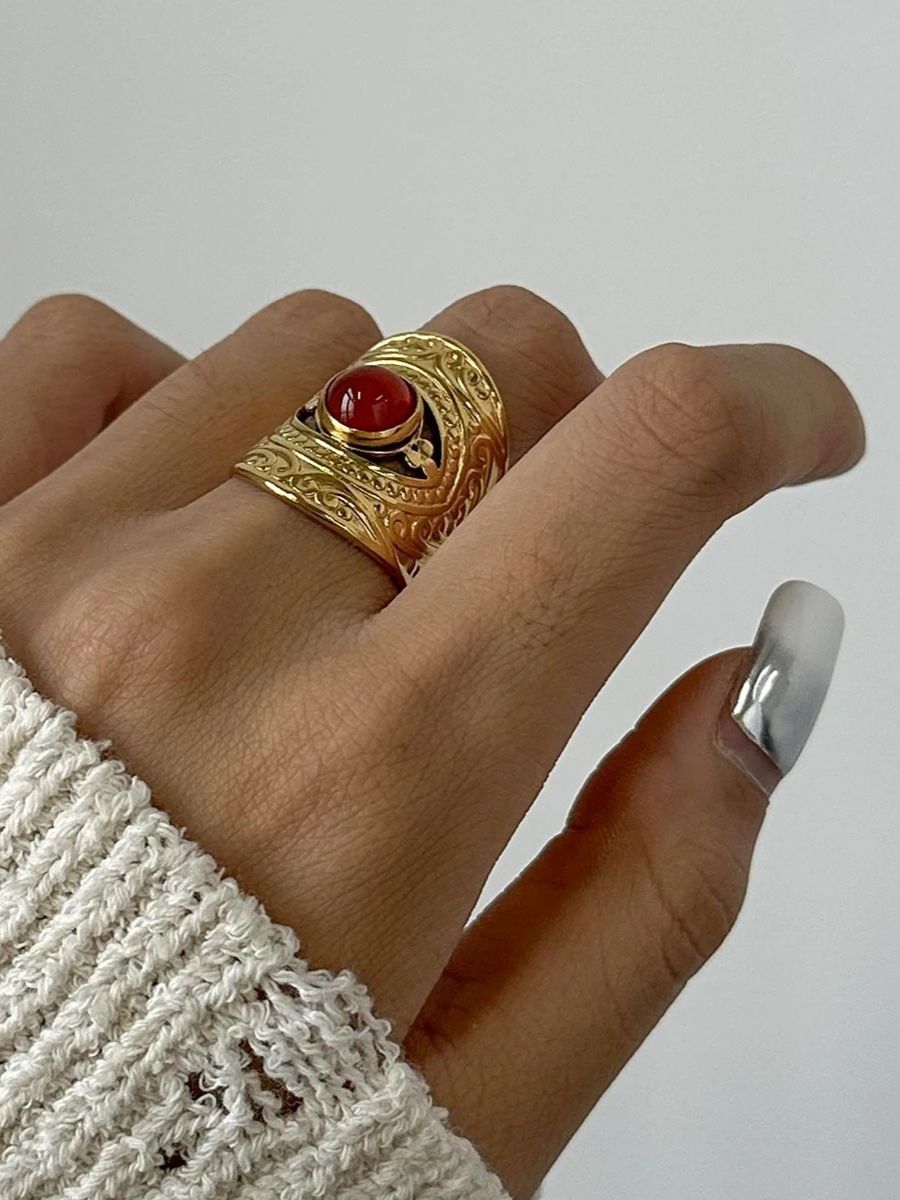 Bague Agate Rouge