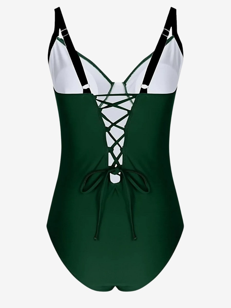 Maillot De Bain 1 Pièce Ventre Plat vert vue de dos pour décider de la forme que vous donnez à votre corps