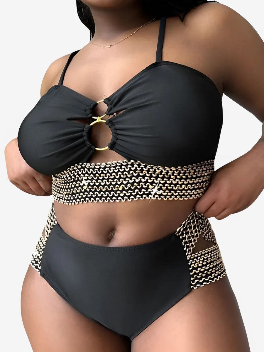 Maillot de Bains 2 Pièces Grande Taille noir sexy et couvrant à la fois